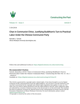 Chan in Communist China: Justifying Buddhism's Turn to Practical Labor Under the Chinese Communist Party