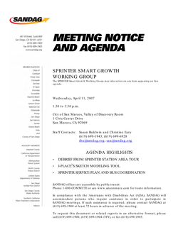 Meeting Notice and Agenda