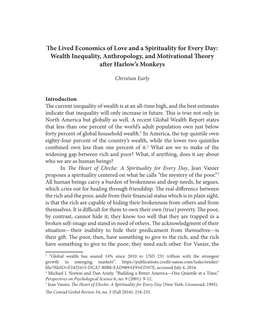 The Lived Economics of Love and a Spirituality for Every Day: Wealth Inequality, Anthropology, and Motivational Theory After Harlow’S Monkeys