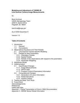 Modeling and Adjustment of THEMIS IR Line Scanner Camera Image Measurements