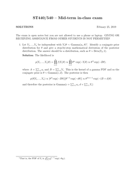 ST440/540 – Mid-Term In-Class Exam