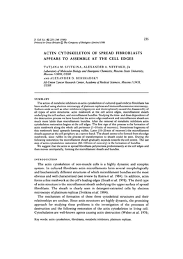 Actin Cytoskeleton of Spread Fibroblasts Appears to Assemble at the Cell Edges
