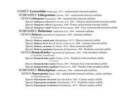 FAMILY Loricariidae Rafinesque, 1815