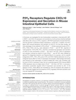 P2Y6 Receptors Regulate CXCL10 Expression and Secretion in Mouse Intestinal Epithelial Cells
