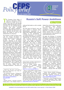 Russia's Soft Power Ambitions