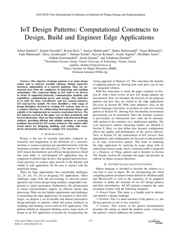 Iot Design Patterns: Computational Constructs to Design, Build and Engineer Edge Applications