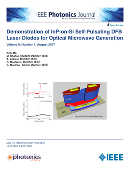 Demonstration of Inp-On-Si Self-Pulsating DFB Laser Diodes for Optical Microwave Generation Volume 9, Number 4, August 2017