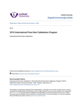 2010 International Pinot Noir Celebration Program