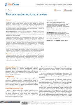 Thoracic Endometriosis, a Review