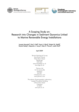 A Scoping Study On: Research Into Changes in Sediment Dynamics Linked to Marine Renewable Energy Installations