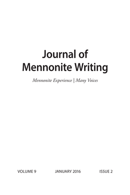 Journal of Mennonite Writing Mennonite Experience | Many Voices