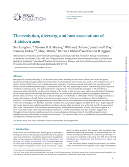 The Evolution, Diversity, and Host Associations of Rhabdoviruses Ben Longdon,1,* Gemma G