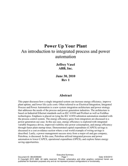 An Introduction to Integrated Process and Power Automation