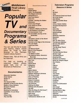 Popular Television Programs & Series