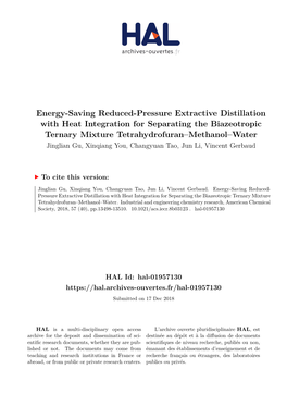 Energy-Saving Reduced-Pressure Extractive Distillation with Heat