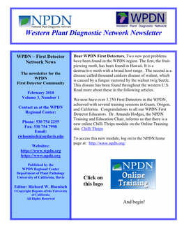 Western Plant Diagnostic Network Newsletter