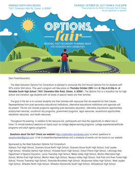Flyer About a Post-Secondary Options Fair for Special Education Students