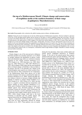 Climate Change and Conservation of Orophilous Moths at the Southern Boundary of Their Range (Lepidoptera: Macroheterocera)