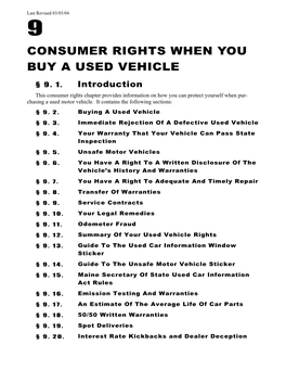 Consumer Rights When You Buy a Used Vehicle