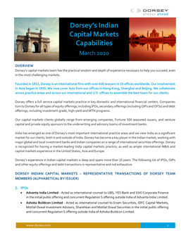 India Capital Markets Experience