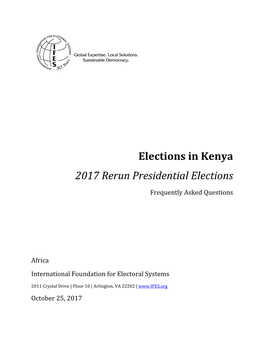 Elections in Kenya: 2017 Rerun Presidential Election Frequently Asked Questions