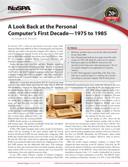 A Look Back at the Personal Computer's First Decade—1975 To