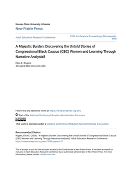 A Majestic Burden: Discovering the Untold Stories of Congressional Black Caucus (CBC) Women and Learning Through Narrative Analysis8