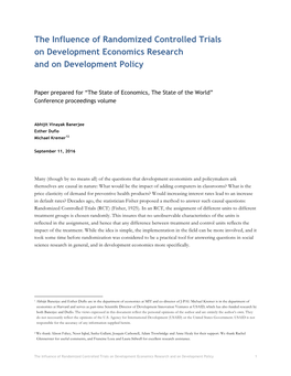The Influence of Randomized Controlled Trials on Development Economics Research and on Development Policy