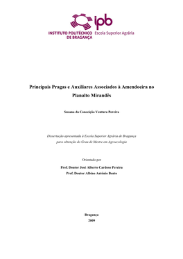 Principais Pragas E Auxiliares Associados À Amendoeira No