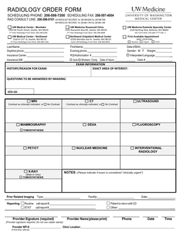 Radiology Order Form