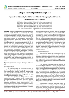 A Paper on Two Spindle Drilling Head