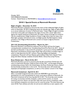 2010/11 Special Events at Mammoth Mountain