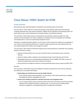 Cisco Nexus 1000V Switch for KVM Data Sheet