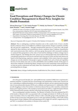 Food Perceptions and Dietary Changes for Chronic Condition Management in Rural Peru: Insights for Health Promotion