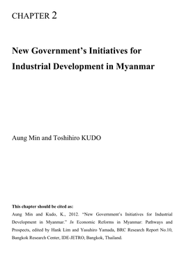 New Government's Initiatives for Industrial Development in Myanmar