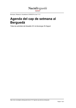 Agenda Del Cap De Setmana Al Berguedà Totes Les Activitats Del Dissabte 24 I El Diumenge 25 D'agost