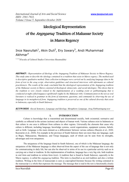 Ideological Representation of the Angngaruq Tradition of Makassar Society in Maros Regency