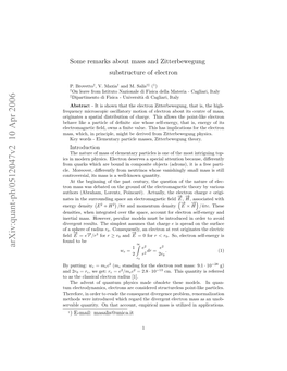 Some Remarks About Mass and Zitterbewegung Substructure Of