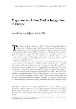 Migration and Labor Market Integration in Europe