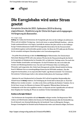 Die Euregiobahn Wird Unter Strom Gesetzt Seite I Von 3