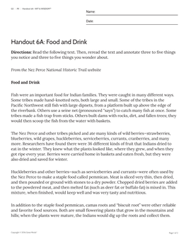 Handout 6A: Food and Drink