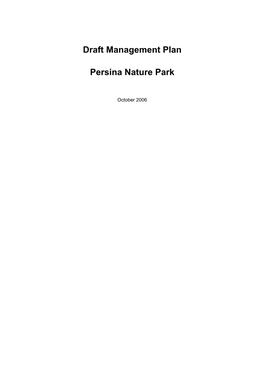Draft Management Plan Persina Nature Park