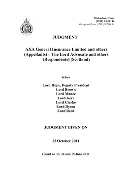 JUDGMENT AXA General Insurance Limited and Others (Appellants)