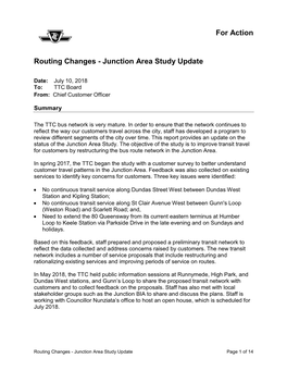 Routing Changes - Junction Area Study Update