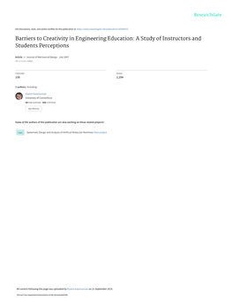 Barriers to Creativity in Engineering Education: a Study of Instructors and Students Perceptions