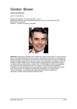 Gordon Brown (James Gordonbrown) Julio 07, Primer Ministro