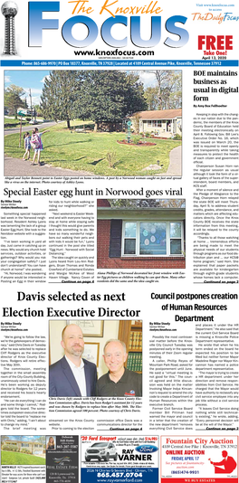 Ocus April 13, 2020 April 13, 2020 PAGE A1 Visit the Knoxvillele to Access