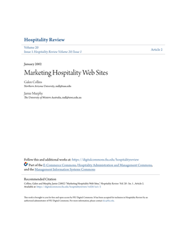 Marketing Hospitality Web Sites Galen Collins Northern Arizona University, Null@Nau.Edu