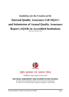 AQAR) in Accredited Institutions (Revised in October 2013)