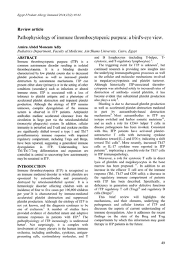 Pathophysiology of Immune Thrombocytopenic Purpura: a Bird's-Eye View